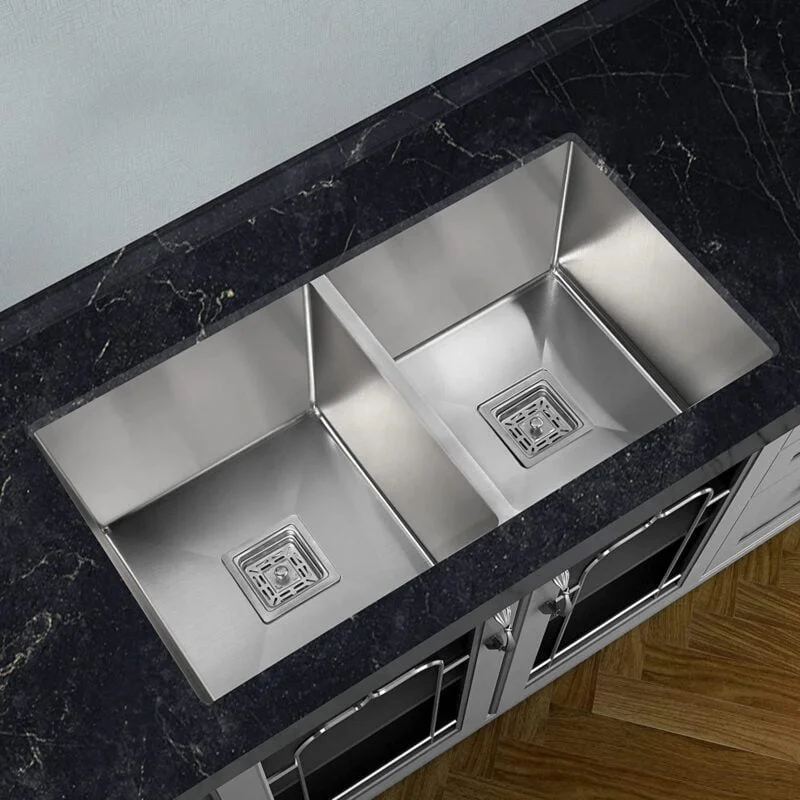 45x20x10 Handmade Kitchen Sink soundproof Silver Matt Finish