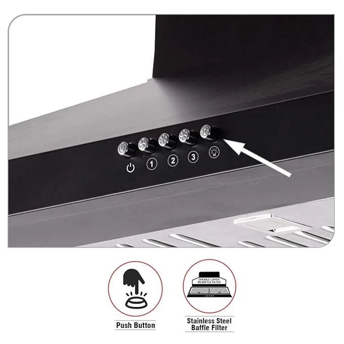 INALSA 60 cm, 1150 m3/hr Kitchen Chimney Classica 60BKBF - Image 4