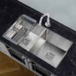 37x18x10 Handmade Kitchen Sink soundproof Silver Matt Finish