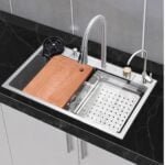 5 in One Silver Sink 30"x18" Single Bowl Waterfall Kitchen Sink