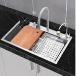 5 in One Silver Sink 30"x18" Single Bowl Waterfall Kitchen Sink