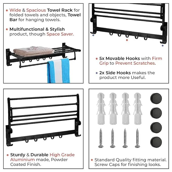 Aluminum Folding Towel Rack For Bathroom - Image 3