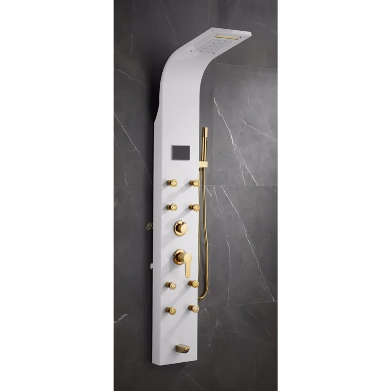 White and Gold Digital Shower Panel