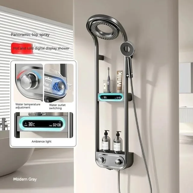 Shower Panel - Vortex with Hydropowered LED Light + Digital Display & 3 Water Functions - Image 2
