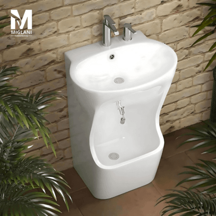 Modern Wudu Basin with Dual Hand & Foot Washing Design – Premium Ceramic by Miglani Hardware