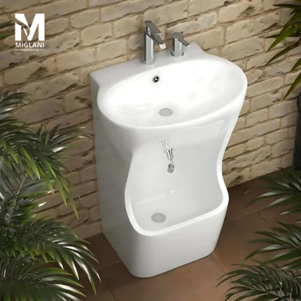 Modern Wudu Basin with Dual Hand & Foot Washing Design – Premium Ceramic by Miglani Hardware