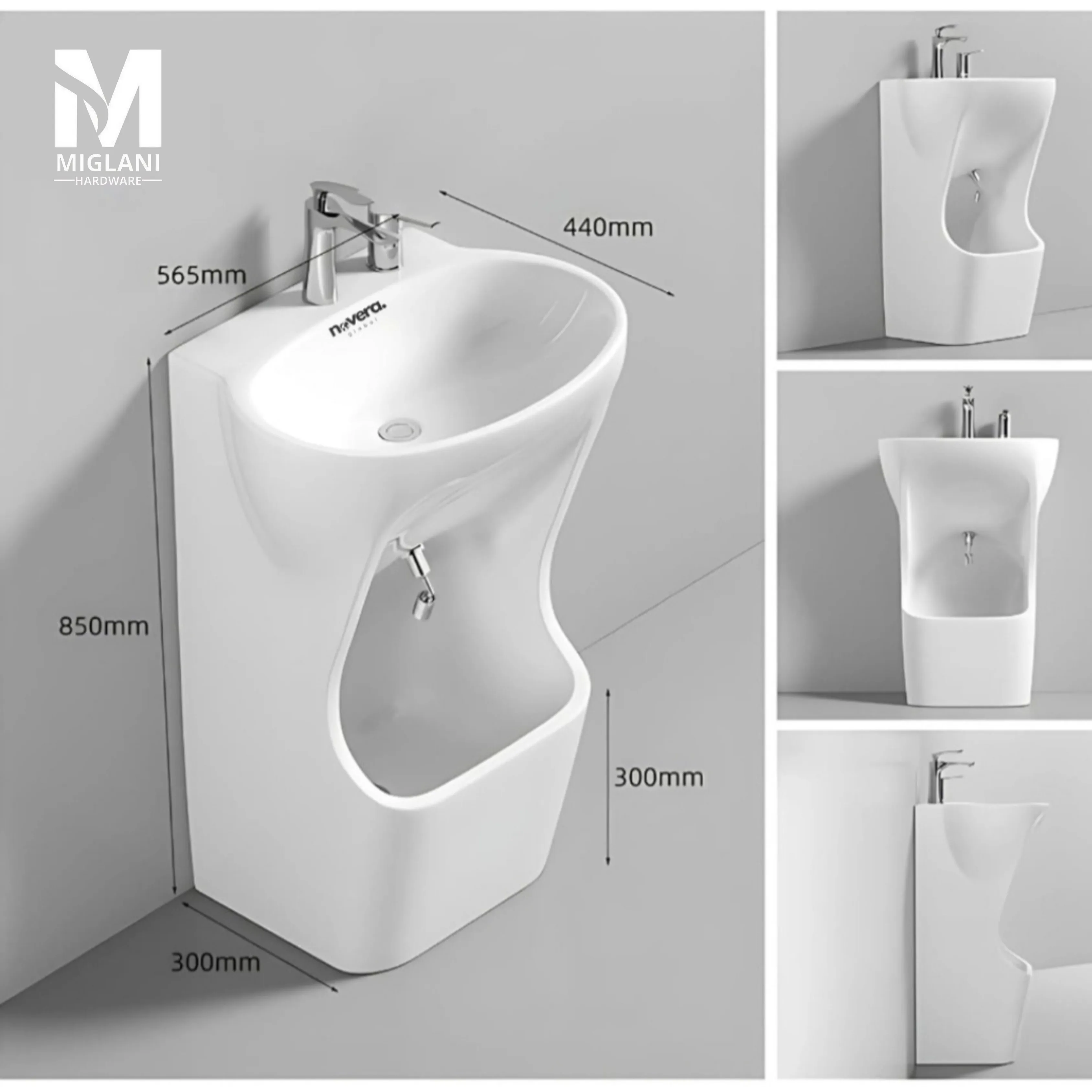 Modern Wudu Basin with Dual Hand & Foot Washing Design – Premium Ceramic by Miglani Hardware - Image 3