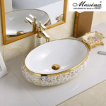 Messina Germany Gold & White Pattern Marble Countertop Wash Basin - Image 3