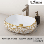 Messina Germany Gold & White Pattern Marble Countertop Wash Basin - Image 2