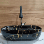 Black and Gold Tabletop Wash Basin