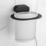 Glass & Steel Toothbrush Holder – 304 Grade Stainless Steel (Black & Silver)