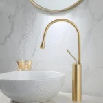 Gold Finish Drop Design Basin Faucet for Bathroom