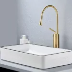 Gold Finish Drop Design Basin Faucet for Bathroom - Image 2