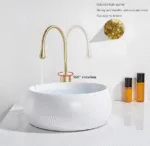 Gold Finish Drop Design Basin Faucet for Bathroom - Image 3