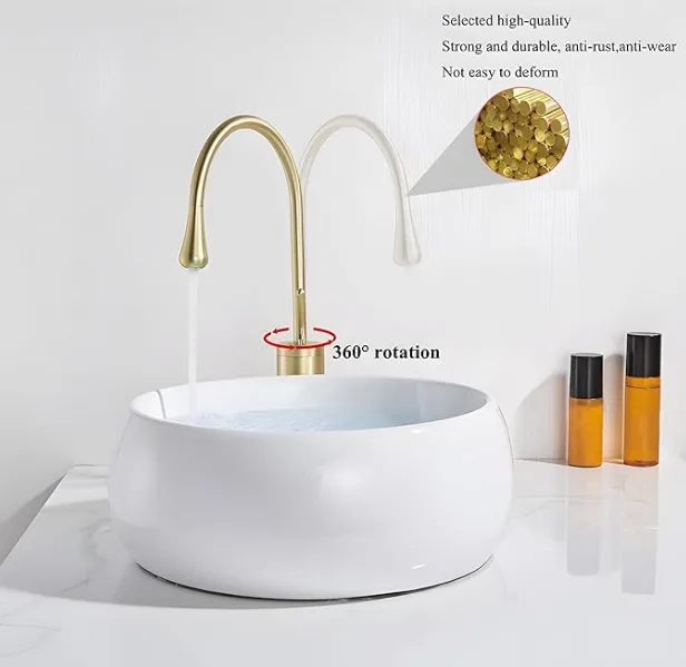 Gold Finish Drop Design Basin Faucet for Bathroom - Image 3