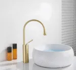 Gold Finish Drop Design Basin Faucet for Bathroom - Image 4