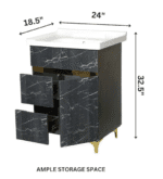 Premium HDHMR Bathroom Vanity with Wash Basin – Grey & Black, Waterproof & Termite-Proof (24x18 Inch) - Image 2