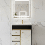 2243 Mica Plywood Vanity with Wash Basin | Black & White | 24x18 Inch