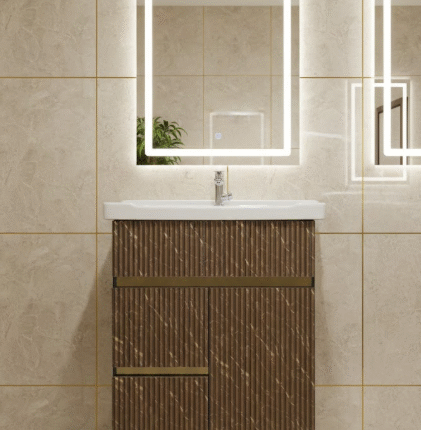 8003 Plywood Vanity with Wash Basin | Brown | 24x18 Inch