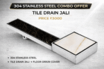 Premium Stainless Steel Tile Drain Jali Combo (Long + Small) | Heavy Duty Bathroom Floor Drain Set