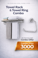 304 Stainless Steel Folding Towel Rack with Towel Ring Combo | Wall Mounted Bathroom Accessories Set
