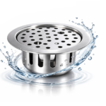 Steel Round Floor Drain Jali with Hole | Anti-Cockroach Trap | Chrome Finish 5 inch Kitchen/Bathroom Floor Jali | Rust-Proof & Durable Drain Cover (Pack of 1)