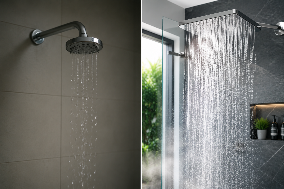 Weak vs strong shower water pressure before and after solution
